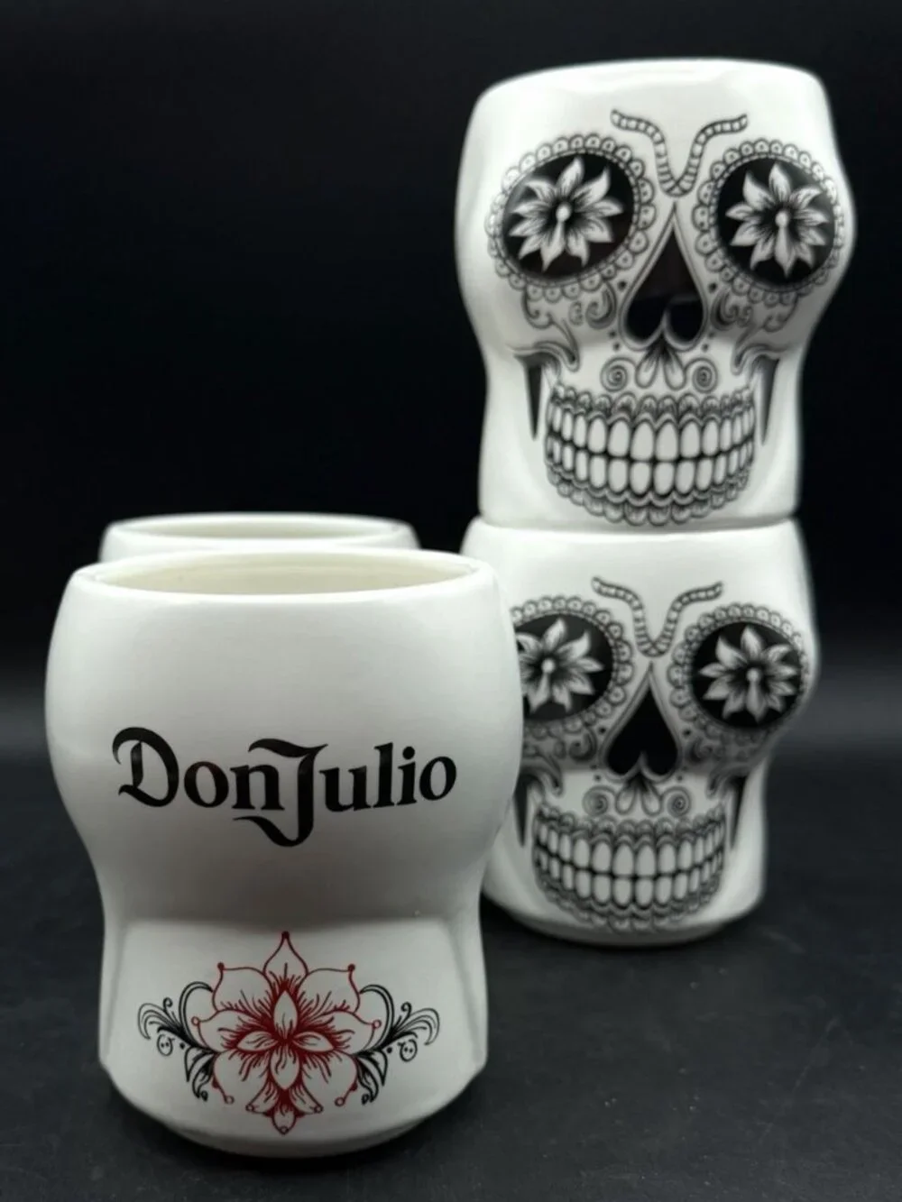 Don Julio Tequila Sugar Skull Mugs Cups Ceramic Day Of The Dead LOT 4